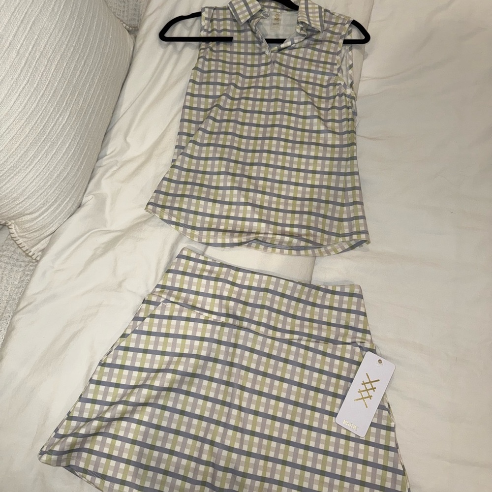 RHONE Blue and Green Plaid Skirt